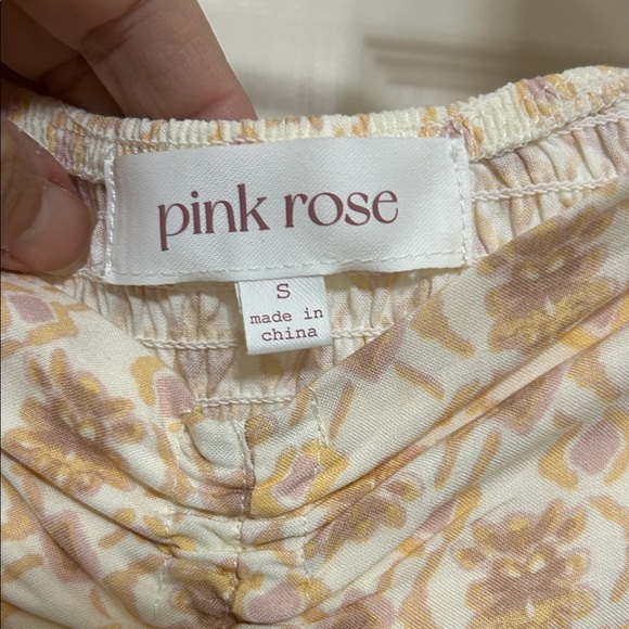 Pink Rose Sleeveless Midi Dress in Cream Lilac Tan Smocked Lightweight Spring S - Picture 2 of 16